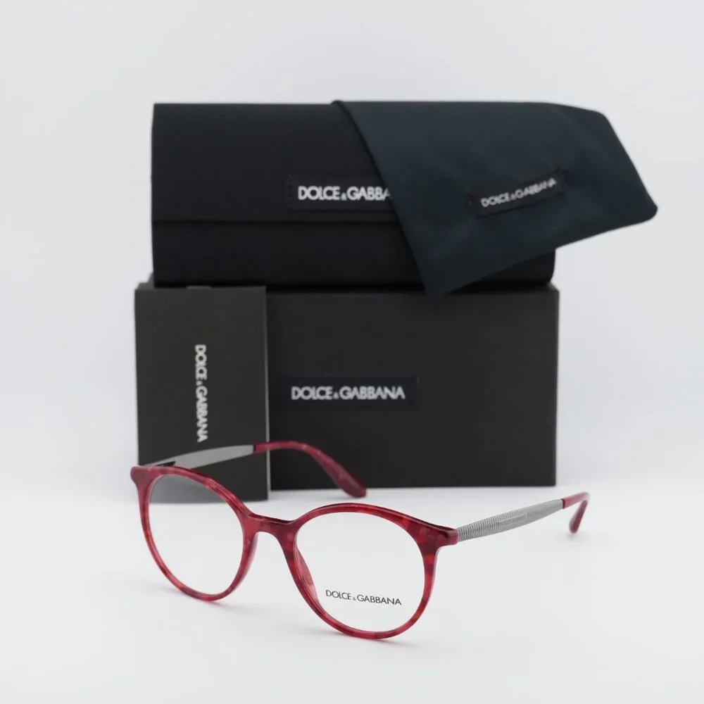 Dolce & Gabbana DG3292 3175 Round Eyeglasses 50mm - Cherry Havana/Ruthenium